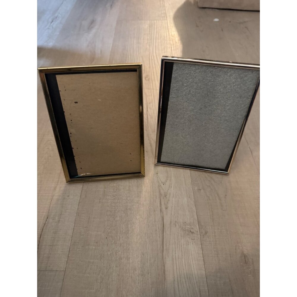 Bundle Of 2 Vintage Gold & Silver Tone Picture Frames With Easel Backs